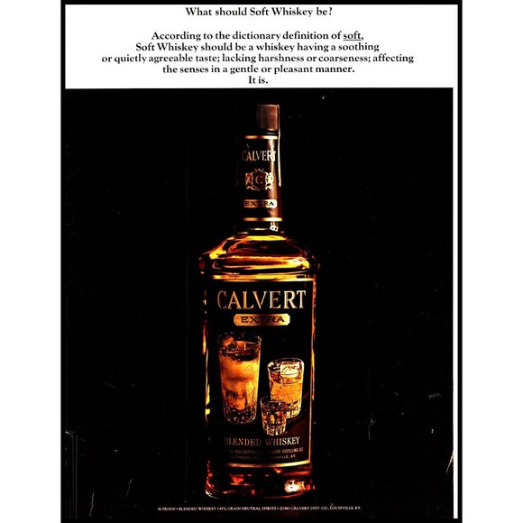 1963 Calvert Extra Blended Whiskey Vintage Print Ad Clear Bottle Fifth Wall Art - Picture 1 of 1
